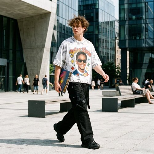 Custom Men's Oversized Boxy Spray Dye Rivet DTG T-Shirt