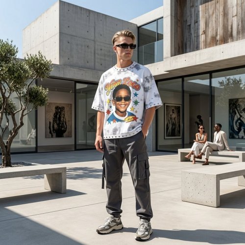 Custom Men's Oversized Boxy Spray Dye Rivet DTG T-Shirt