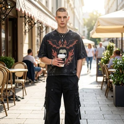 Custom Men's Oversized Boxy 100% Cotton Vintage Cracked Print T-Shirt