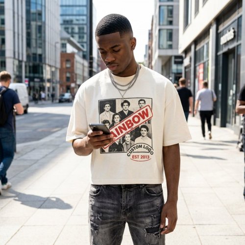 Custom Men's Oversized Boxy 100% Combed Cotton DTG Print T-Shirt