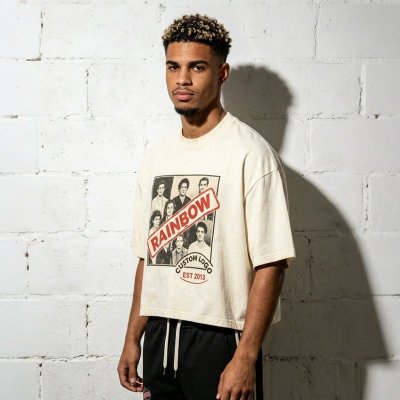 Custom Men's Oversized Boxy 100% Combed Cotton DTG Print T-Shirt