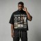 DTG Print Washed Mock Neck Cropped Oversize Tee | Gothic Patchwork Collage Graphic | Custom Streetwear