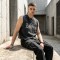 Washed DTG Print Rivet Patch Cropped Sleeveless Tank Top | Raw Frayed Hem | Streetwear Manufacturer