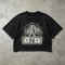 Washed DTG Dollar Prayer Print Cropped Distressed Tee | Frayed Raw Edge Hem | Clothing Manufacturer