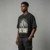 Washed DTG Dollar Prayer Print Cropped Distressed Tee | Frayed Raw Edge Hem | Clothing Manufacturer