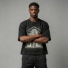 Washed DTG Dollar Prayer Print Cropped Distressed Tee | Frayed Raw Edge Hem | Clothing Manufacturer