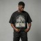 Washed DTG Dollar Prayer Print Cropped Distressed Tee | Frayed Raw Edge Hem | Clothing Manufacturer