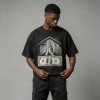 Washed DTG Dollar Prayer Print Cropped Distressed Tee | Frayed Raw Edge Hem | Clothing Manufacturer