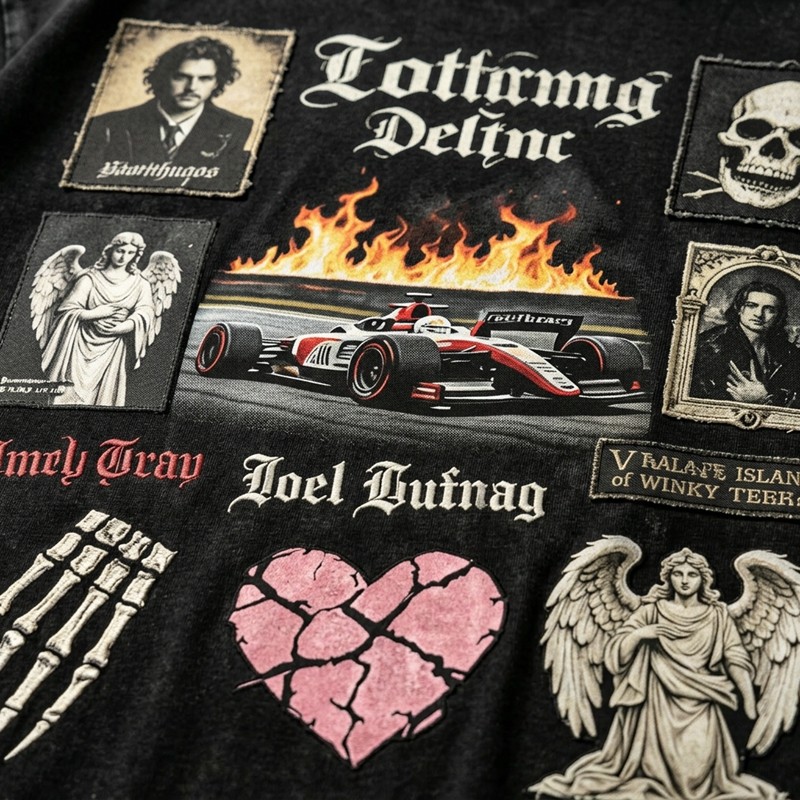 Washed DTG Patch Embroidery Rivet Oversized Distressed Tee