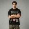 Washed DTG Patch Embroidery Rivet Oversized Distressed Tee | Frayed Raw Cuff Hem | OEM Streetwear