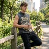 Washed DTG Motorcycle Print Rivet Collar Sleeveless Vest | Frayed Raw Hem | Streetwear Clothing Manufacturer