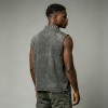 Washed DTG Motorcycle Print Rivet Collar Sleeveless Vest | Frayed Raw Hem | Streetwear Clothing Manufacturer