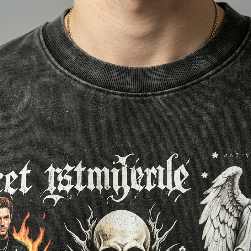 Washed DTG F1 Racing Skull Collage Oversized Tee
