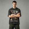 Washed DTG F1 Racing Skull Collage Oversized Tee | Distressed Frayed Edge | Streetwear Manufacturer