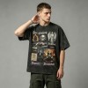 Washed DTG F1 Racing Skull Collage Oversized Tee | Distressed Frayed Edge | Streetwear Manufacturer