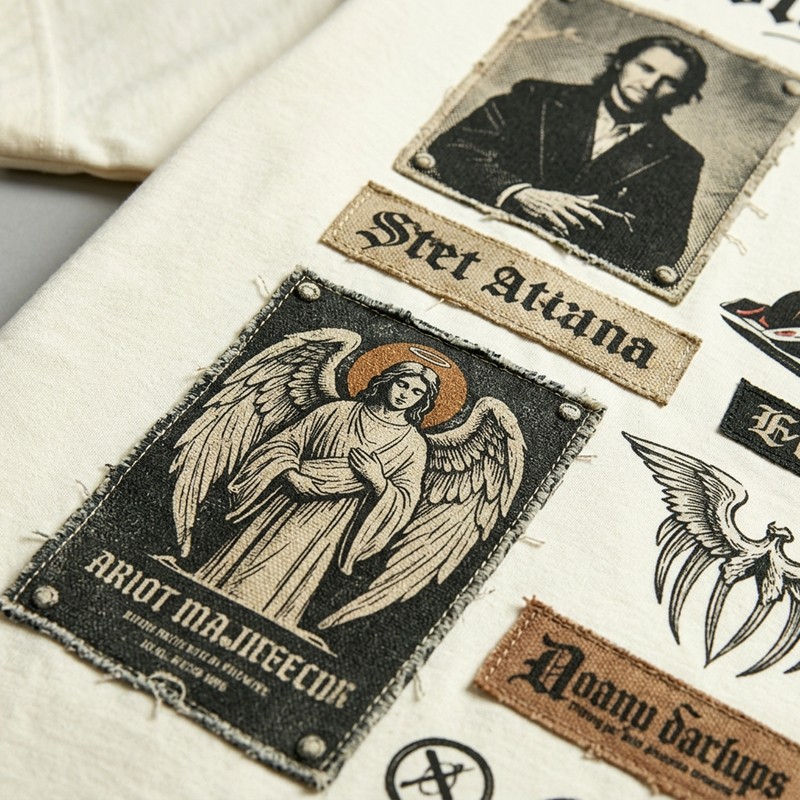 Distressed Appliqué Patchwork Printed Washed T-shirt
