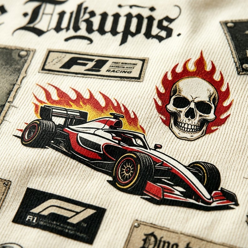 Distressed Appliqué Patchwork Printed Washed T-shirt
