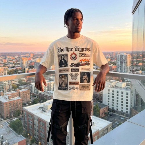 Distressed Appliqué Patchwork Printed Washed T-shirt | 100% Cotton Oversized Fit | Custom Streetwear
