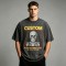 Rhinestone Skull Distressed Raw Edge Washed T-shirt | 100% Cotton | Custom Streetwear Manufacturer