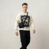 Washed DTG Fist Graphic Print Double Stripe Crew t-shirt | French Terry Oversized Crew Neck | Clothing Manufacturer
