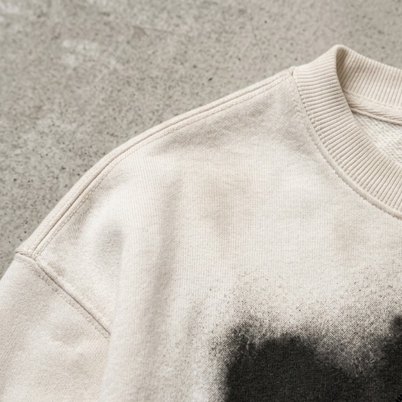 Washed DTG Fist Graphic Print Double Stripe Crew t-shirt