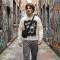 Washed DTG Fist Graphic Print Double Stripe Crew t-shirt | French Terry Oversized Crew Neck | Clothing Manufacturer