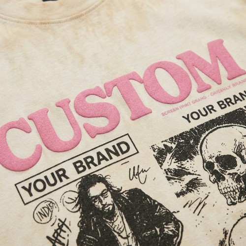 Spray Dye Puff DTG Print Vintage T-shirt | Acid Wash Distressed | Oversized Fit | Streetwear Manufacturer