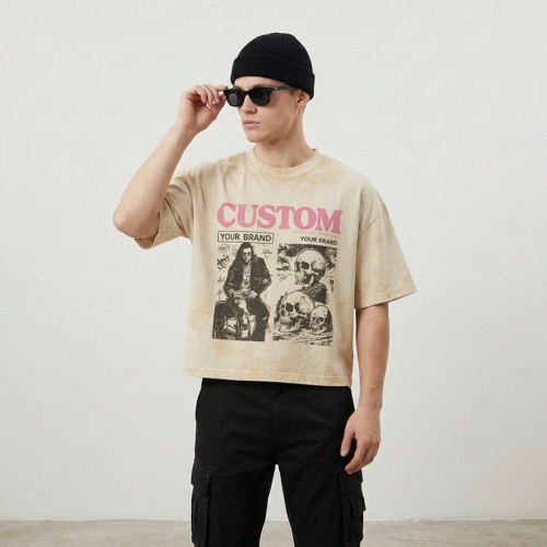 Spray Dye Puff DTG Print Vintage T-shirt | Acid Wash Distressed | Oversized Fit | Streetwear Manufacturer