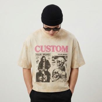 Spray Dye Puff DTG Print Vintage T-shirt | Acid Wash Distressed | Oversized Fit | Streetwear Manufacturer