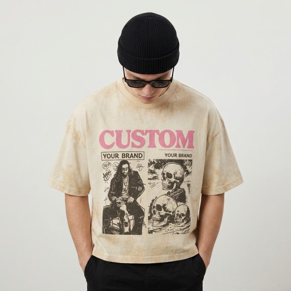 Spray Dye Puff DTG Print Vintage T-shirt | Acid Wash Distressed | Oversized Fit | Streetwear Manufacturer