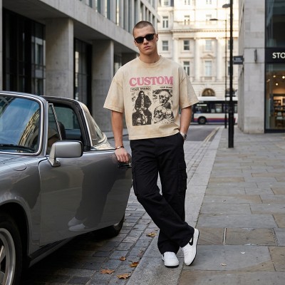 Spray Dye Puff DTG Print Vintage T-shirt | Acid Wash Distressed | Oversized Fit | Streetwear Manufacturer