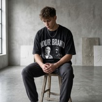 Washed DTG Print Oversize T Shirt | Vintage Acid Washed | Boxy Fit | Daily Street Hip Hop Wear | Custom Streetwear