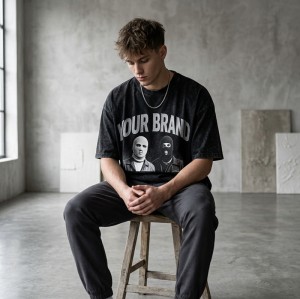 Washed DTG Print Oversize T Shirt | Vintage Acid Washed | Boxy Fit | Daily Street Hip Hop Wear | Custom Streetwear