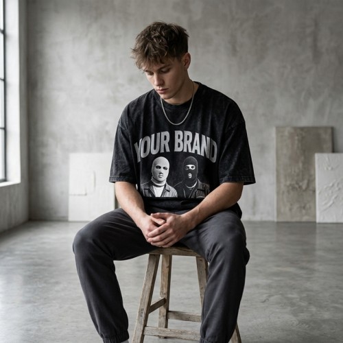 Washed DTG Print Oversize T Shirt | Vintage Acid Washed | Boxy Fit | Daily Street Hip Hop Wear | Custom Streetwear
