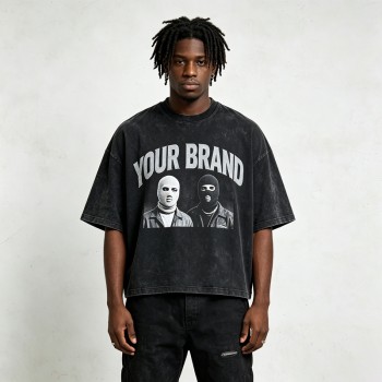 Washed DTG Print Oversize T Shirt | Vintage Acid Washed | Boxy Fit | Daily Street Hip Hop Wear | Custom Streetwear