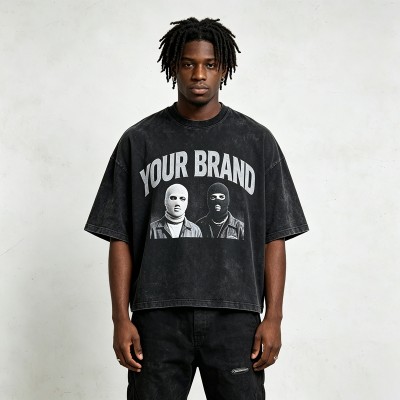 Washed DTG Print Oversize T Shirt | Vintage Acid Washed | Boxy Fit | Daily Street Hip Hop Wear | Custom Streetwear