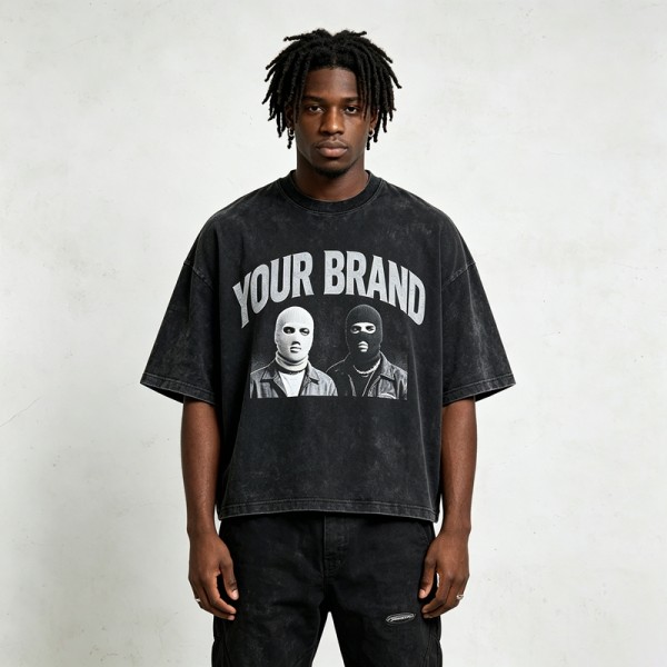Washed DTG Print Oversize T Shirt | Vintage Acid Washed | Boxy Fit | Daily Street Hip Hop Wear | Custom Streetwear