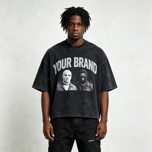 Washed DTG Print Oversize T Shirt | Vintage Acid Washed | Boxy Fit | Daily Street Hip Hop Wear | Custom Streetwear