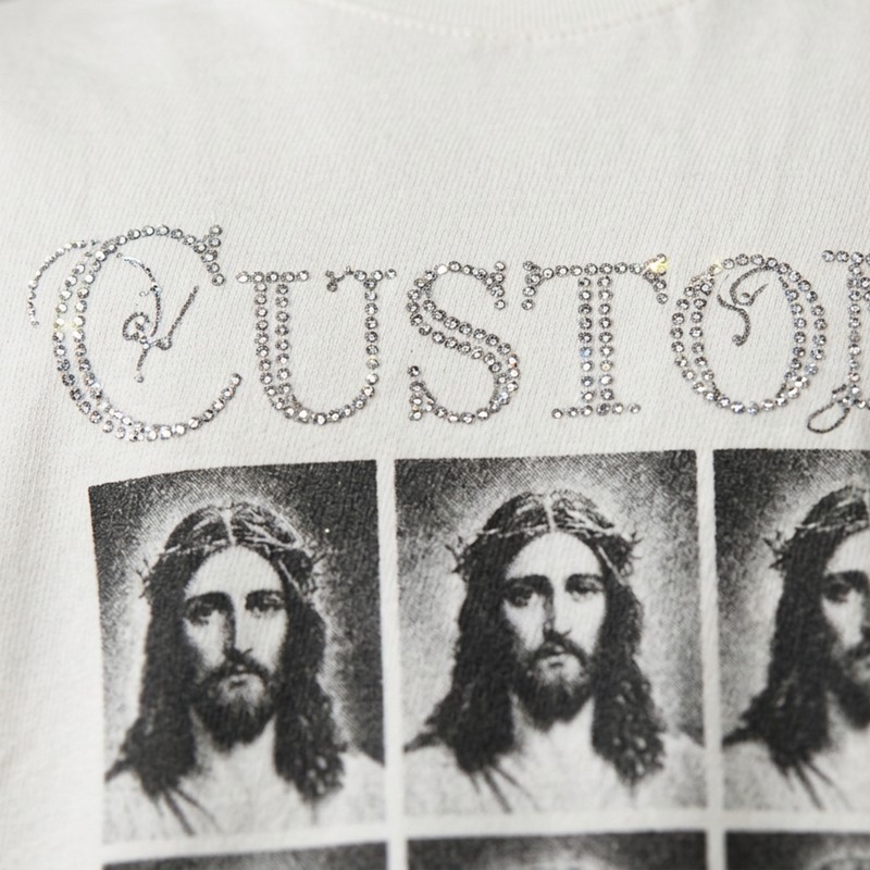 Rhinestone and DTG Print Crop T-shirt