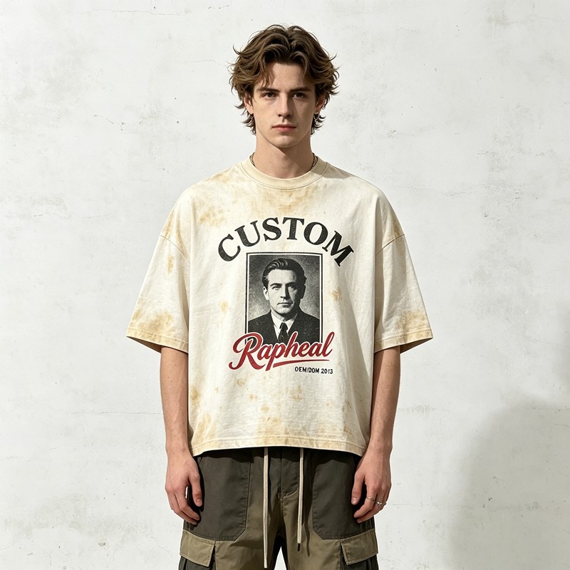 Spray Dye Washed DTG Portrait Letter Oversized Tee