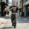 Washed Cracked Screen Print Fake Two Piece Cropped T-shirt | Frayed Raw Hem | Vintage Retro Streetwear | OEM Streetwear