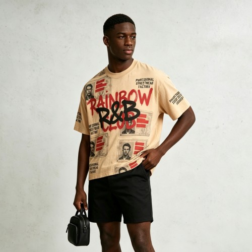 Vintage Washed DTG Print Crop T-shirt | Distressed Graffiti Print | 100% Cotton Oversize Fit | Streetwear Manufacturer