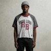 DTG Print Washed Vintage Raglan Cropped T-shirt | Distressed Spray Dye | 100% Cotton Oversized Fit | Streetwear Manufacturer