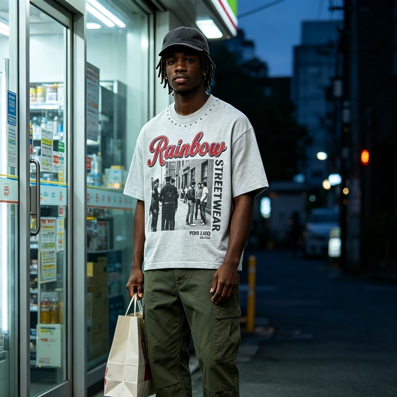 Vintage Distressed Washed Rivet DTG Print T-shirt