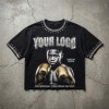Rhinestone Stud Rivet DTG Print Screen Print Tee | Vintage Washed Boxing Print T-shirt | 100% Cotton | OEM Streetwear