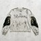 Washed Hand Paint Applique DTG Print Waffle Knit Crop t-shirt | Religious Retro Street Top | Custom Streetwear