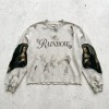 Washed Hand Paint Applique DTG Print Waffle Knit Crop t-shirt | Religious Retro Street Top | Custom Streetwear