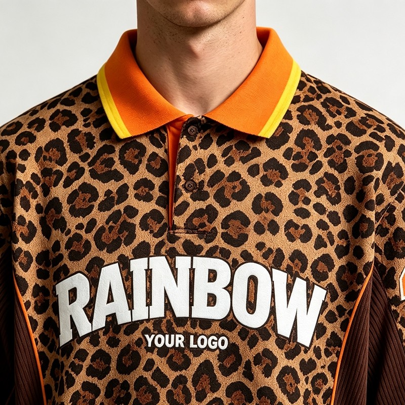 Vintage Embroidered Applique Leopard Polo T-shirt