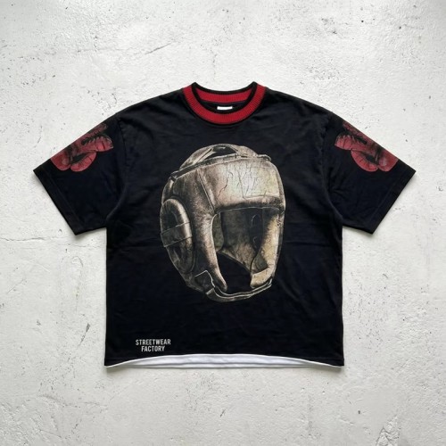 Vintage Washed DTG Print Boxing Graphic T-shirt | Acid Washed Crack Print | 100% Cotton Oversized Fit |Custom Streetwear