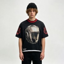 Vintage Washed DTG Print Boxing Graphic T-shirt | Acid Washed Crack Print | 100% Cotton Oversized Fit |Custom Streetwear